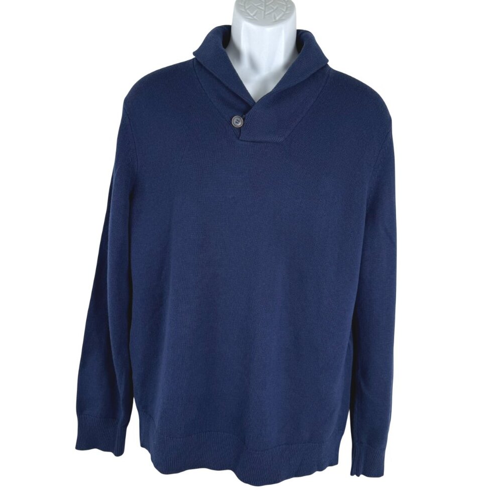Untuckit Van Douzer Shawl Collar Sweater Medium‎ Blue Merino Wool Blend FS-1510
